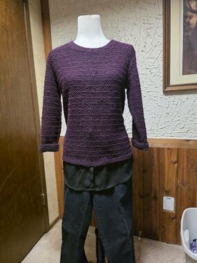 Denver Hayes Textured Crewneck Sweater in Plum